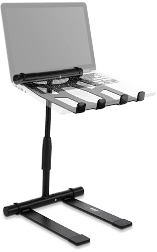 Pyle Single Tray Laptop Stand Adjustable Height Foldable Desk Riser Ergonomic Portable Support for Tablet MacBook DJ Mixer