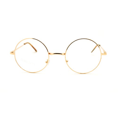 Gold 70s Hippie John Lennon Circle Lens Imagine Groovy Wire Rim Fashion Glasses