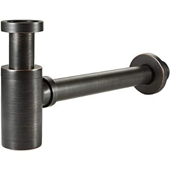 Brass Round Bottle P Trap, Basin Sink Waste Trap Drain Tube Kit Adjustable Height, Oil Rubbed Bronze Finished