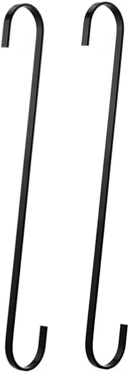 Outdoor Hanging Brackets - LuoQiuFa 16 inch Extra Large S Shaped Hooks, Heavy Duty Long S Hooks for Hanging Plant Extension Hooks for Kitchenware,Utensils,Pergola,Closet,Flower Basket,Garden,Indoor Outdoor Uses(Black2 Pack)