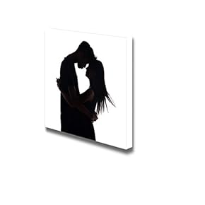 Canvas Prints Wall Art - Silhouette of Two Lovers Romantic Couple | Modern Wall Decor/Home Decoration Stretched Gallery Canvas Wrap Giclee Print & Ready to Hang - 12" x 12"
