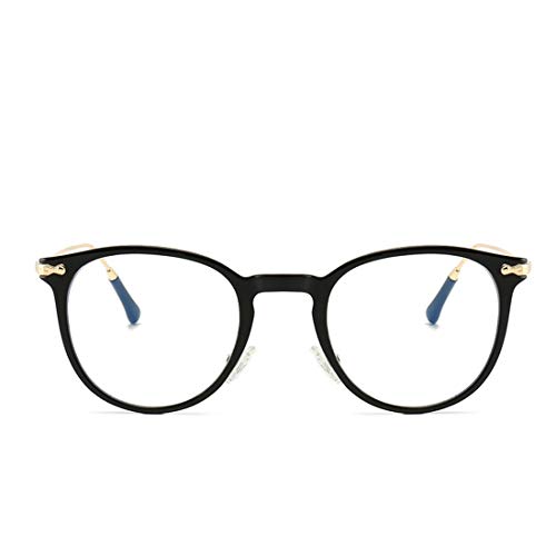 Jakiload Anti-blue Light Metal Round Glasses Anti-radiation Glasses Non Prescription Glasses (Color : Black-gold)