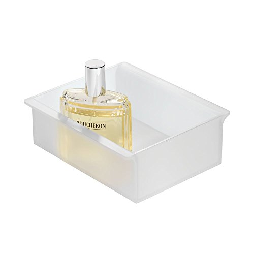 InterDesign Clarity Cosmetic Organizer Tray for Vanity Cabinet to Hold Makeup, Beauty Products - Short, Frost
