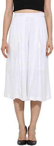 Saiesta Women's White Box Pleated Rayon Cullote Pants Small