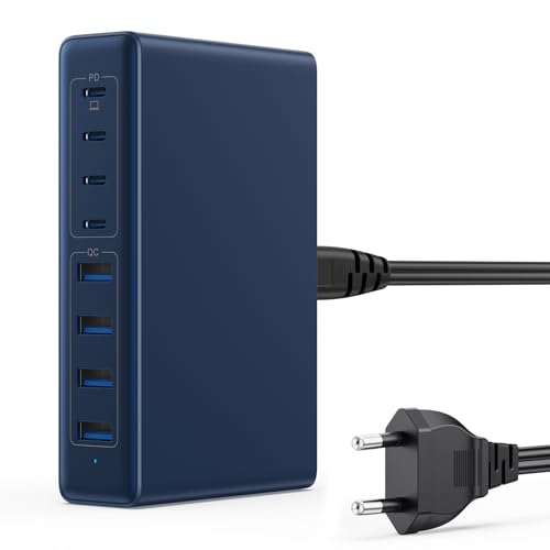 200W USB C Ladegerät Mehrfach, 8-in-1 GaN III USB C Netzteil Schnellladegerät mit QC4.0 USB-A, PPS PD 65W Laptop Ladegerät Ladestation für MacBook Pro