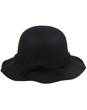 Women's Wool Bucket Hat with Bow Cloche Flapper Tea Party Derby Church