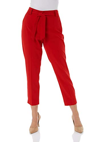 [- Roman Originals Women Tailored Belted Pocket Trousers - Ladies Autumn Winter Everyday Work Offic