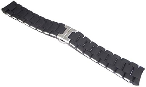23mm Black Rubber Plated Steel Bracelet For AR5858 Watches ARM125
