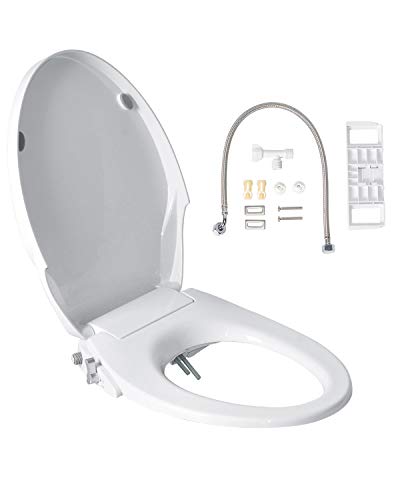 Uni-Green Elongated Manual Bidet Toilet Seat, White with Quiet-Close Lid and Seat, Self Clean Dual Wash Nozzles for Rear and Feminine Spray(Non-Electronic)