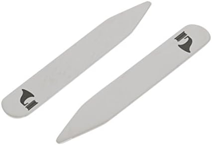 MODERN GOODS SHOP Stainless Steel Collar Stays With Laser Engraved Gramophone Design - 2.5 Inch Metal Collar Stiffeners - Made In USA