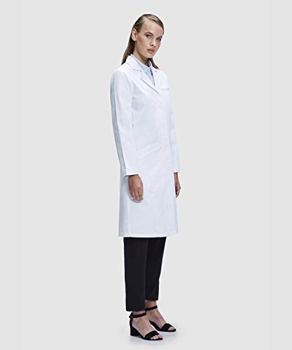Dr. James Women's Lab Coat, Classic Fit, Multiple Pockets, White, 39 Inch Length US 2