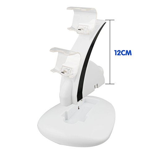 A-SZCXTOP Dual Game Charger Dock Station Stand for PS4 PlayStataion Wireless Controller with LED Light Indicators-White