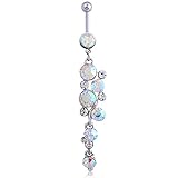 Belly Button Rings Dangle Sexy Long for Women Girl Surgical Steel 14G Navel Body Piercing Jewelry (ab long)