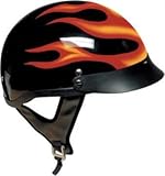 DOT Black Motorcycle Half Helmet with Flames