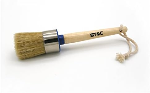 SToC Pure Bristle 1-1/2-Inch Professional Round Chalk Paint Wax Brush for Furniture