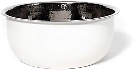 Pedicure Bowl - Hammered Stainless Steel w/White