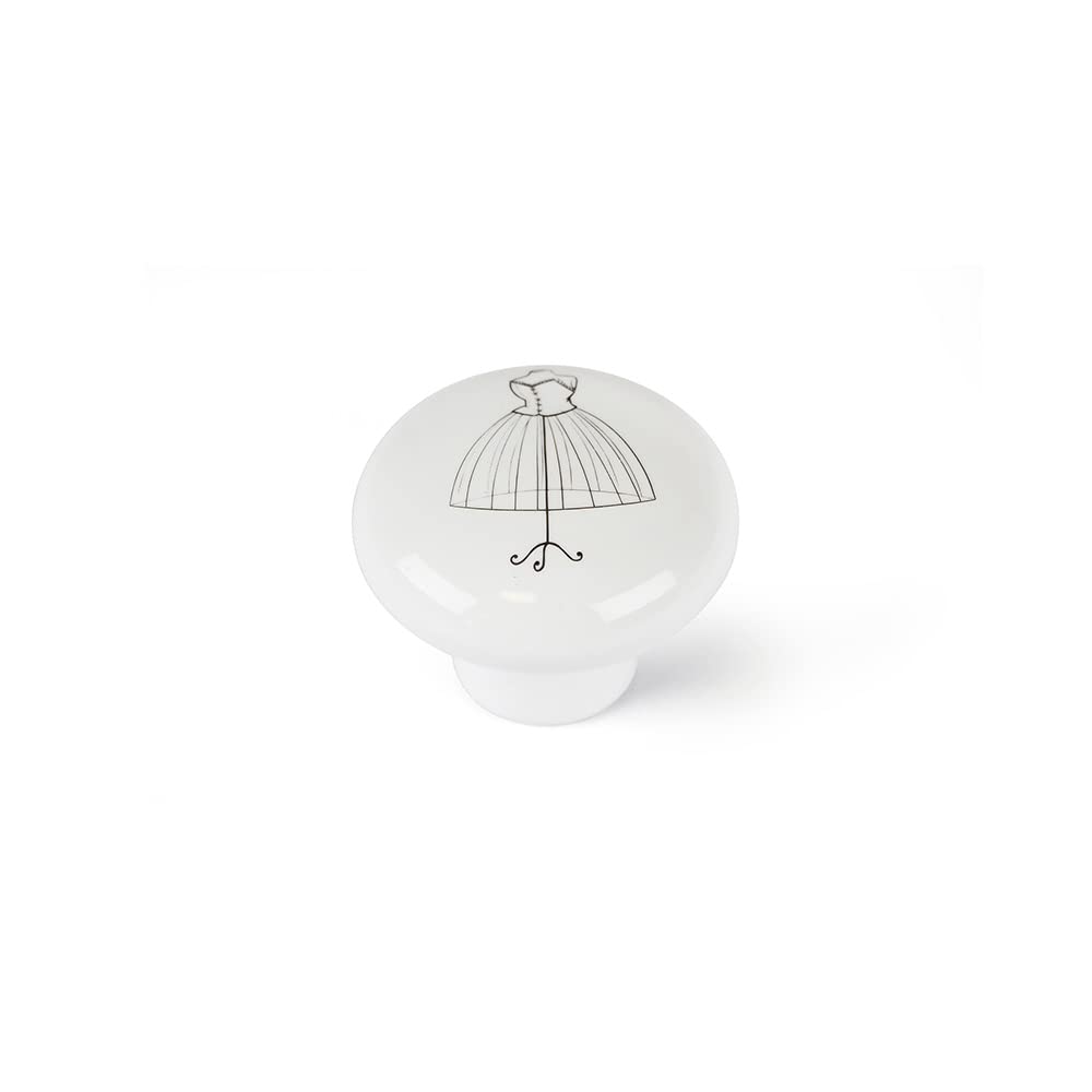 Rei BLISTER with 4 ROUND KNOBS for FURNITURE MADE in PORCELAIN ILLUSTRATED FINISH MOD.E817 Ø40mm