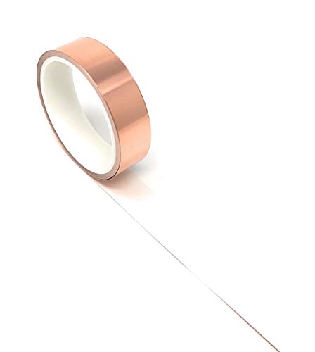 Copper Foil Tape with Conductive Acrylic Adhesive, (1 inch x 25ft) 2.6 Mil Total Thickness, for Guitar and EMI Shielding, Arts and Crafts, Slug Repellent, Electrical Repairs