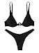 Verdusa Women's Sexy Triangle Bathing Two Pieces Swimsuit Bikini Set Black S