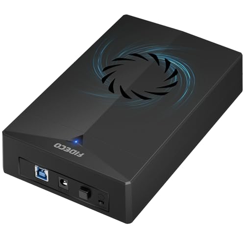 Gabinete para disco rígido externo, gabinete USB 3.0 para SATA para disco rígido SSD SATA de 3,5 ou 2,5 polegadas com ventilador, adaptador de alimentação de 12 V incluído