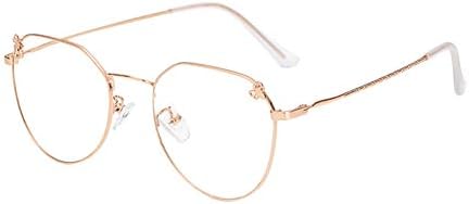 Fosheng Anti UV Glare Glasses - Blue Light Filter Computer Game Eyewear Retro Polygon Metal Frame Bow Knot Rimmed Men Women Goggle (Rose Gold)