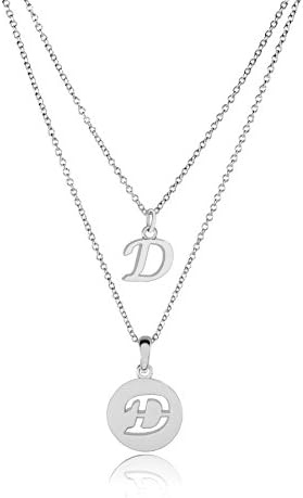 Dainty Double Initial Necklace with Adjustable Chain and Extender (Initial D)