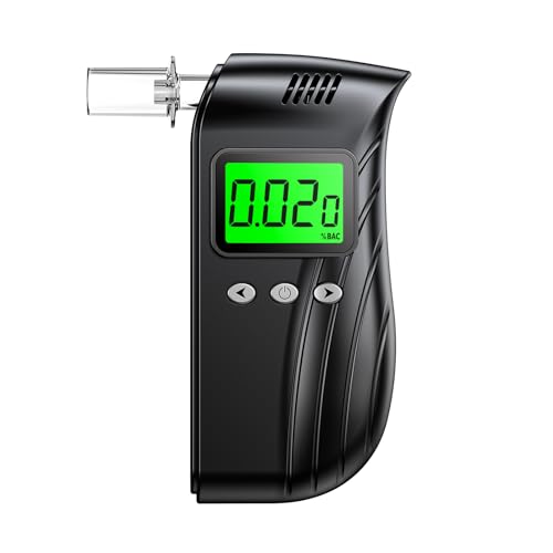BACZGIF Professional-Grade Accuracy Breathalyzer | Portable Breathalyzers for Alcohol | Alcohol Testers for Personal Use After Drinking | Charging Alcohol Breathalyzer Tester (10 Mouthpieces) (Black)