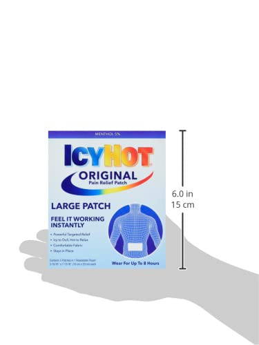 Icy Hot Medicated Patch Extra Strength Pain Relief Patch for Back or Large Area, 5 Count
