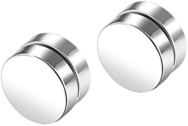 Mintik 8-10MM Stainless Steel Fake Gauges Non-pierced Magnet Clip On Earrings for Non Pierced Ears, Gold Silver Black