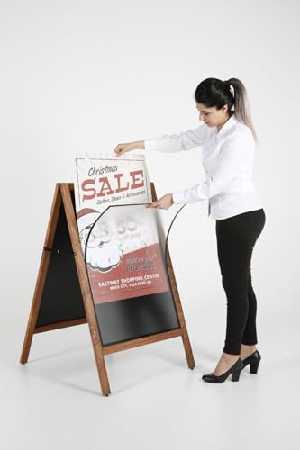 DISPLAY SALES A1 Wooden Sidewalk Stop | Outdoor Sidewalk Stop with 2 Magnetic Sheets Included | Waterproof Poster Holder A1 Size | Beech Wood Menu Board | Magnetic Board