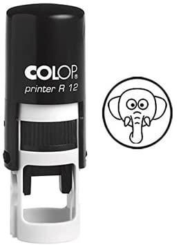 Elephant FACE Self Inking Mini Rubber Stamp Colop Round Decorative Teachers Stamps 12mm