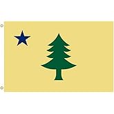 PringCor 3x5FT Large Maine State Flag Banner 1901-1903 ME (3x5FT Yellow)