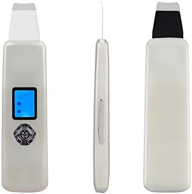 Facial Skin Scrubber Ultrasonic Spatula Blackhead Remover Pores Cleanser Pimple Extractor Exfoliation Facial Lifting Massager Rechargeable Dermabrasion Skin Anti-Age Rejuvenation White