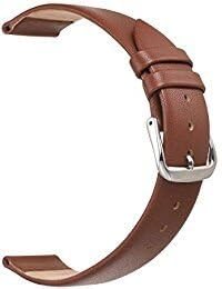 HSY LLC Watch Bands (22mm) Replace Brown Genuine Leather Watch Strap with Stainless Steel Metal Pins Buckle for Men or Women