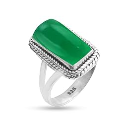 Fine Sterling Silver Ring For Womens Natural Green