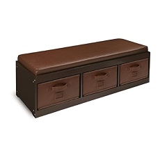 Amazon Com Kid S Cushioned Storage Bench With 3 Basket Bins Baby