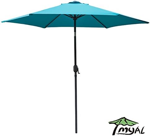 MYAL 9ft Patio Umbrella with Tilt and Crank Canopy Outdoor Turquoise