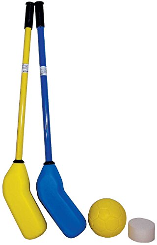 Great Lakes Sports Softee Hockey Set Includes 10 Sticks (5 Blue and 5 Yellow), Plus a Foam Ball and a Foam Puck