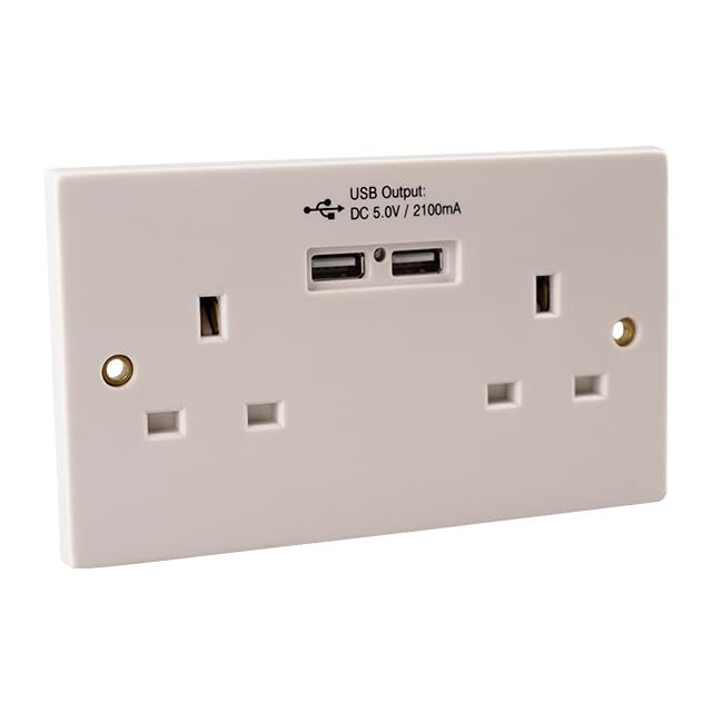 WK Electrical - Non Switched USB Double BS Socket for UK - (USB output: 5V 2100mA)