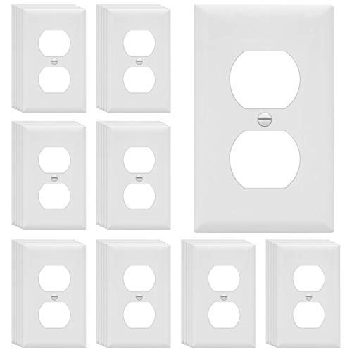 ENERLITES Duplex Receptacle Outlet Wall Plate, Size 1-Gang 4.50" x 2.76", Unbreakable Polycarbonate Thermoplastic, UL Listed, 8821-W-40PCS, White (40 Pack)