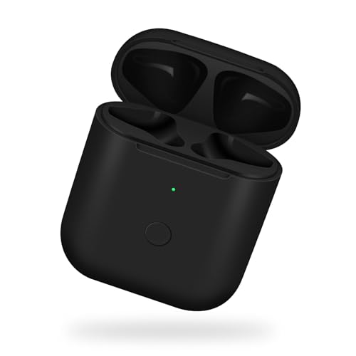 Photo 1 of Jinstyles Wireless Charging Case Replacement Compatible for AirPods 1st & 2nd Generation Charger Case with Bluetooth Sync Pairing Button (Black)