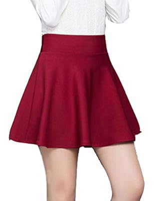 Amalxl Women's Basic Versatile Stretchy High Waist Flared Mini Skater Skirt