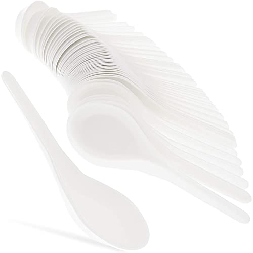 Juvale 50Pack Disposable Plastic Chinese Asian Soup Spoons for