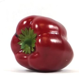 6pc Artificial Bell Pepper Peppers - Plastic Vegetable Fruit - Six Pieces (Red)
