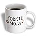 3dRose mug_154219_1 Yorkie Dog Mom Yorkshire Terrier Doggie by Breed Doggy Lover Brown Paw Prints Mama Pet Owner Ceramic Mug, 11-Ounce