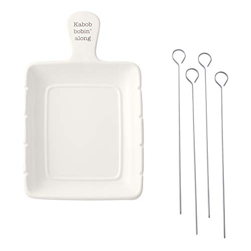 Mud Pie 40700097 Kabob Server Skewers Serving Set, One Size, White