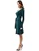 PattyBoutik Women V Neck Faux Wrap Long Sleeve Knit Dress (Teal Large)