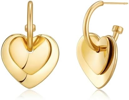 Amazon.com: Gold Heart Earrings for Women, 18K Gold Plated Small
