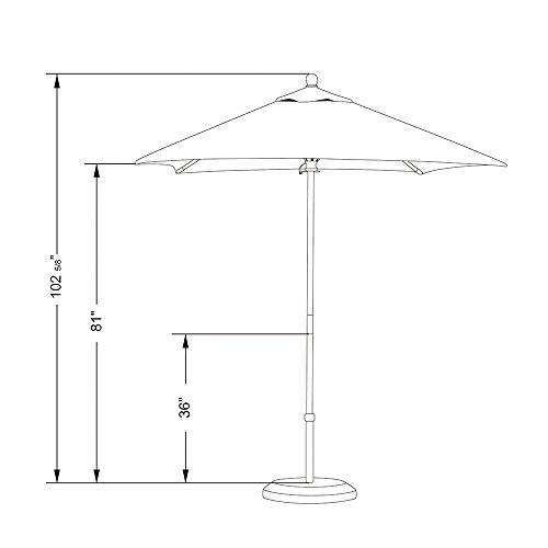 California Umbrella 6' Sq Wooden Market Umbrella, Push Open Pin Stop