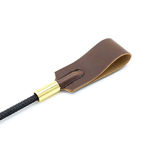 HOT TIME Horse Riding Crop 18" Fiberglass Shaft with Leather Whip Stick (Brown)
